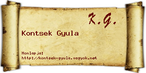 Kontsek Gyula névjegykártya